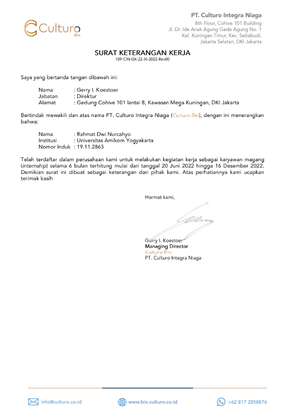 Surat Keterangan Magang